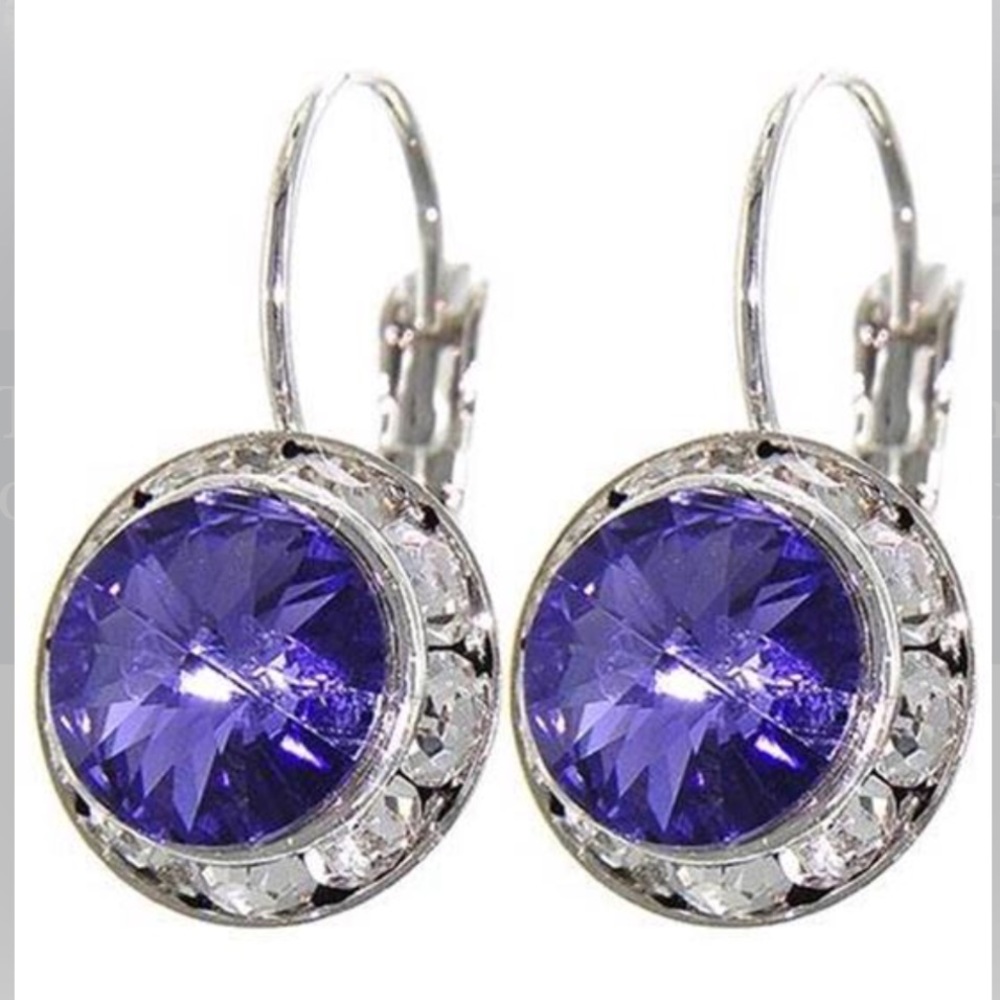Tanzanite Swarovski Crystals Earrings Silver
